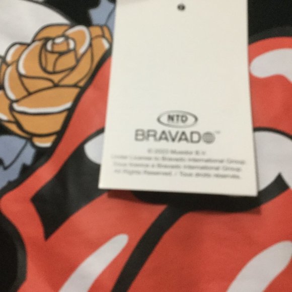 NWT Band Tee graphic Rolling Stones wringer tee size large cropped cotton blend - Picture 2 of 5